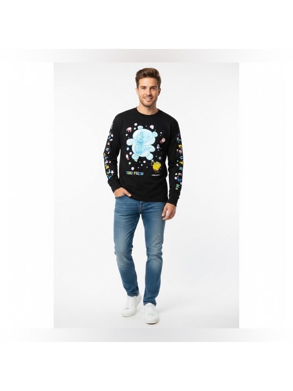 Teddy Fresh x Spongebob Collab Blowing Bubbles Long Sleeve Shirt - Size Medium